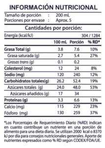 base de helado gloria chocolate informacion nutricional