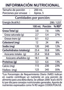 base de helado gloria vainilla informacion nutricional