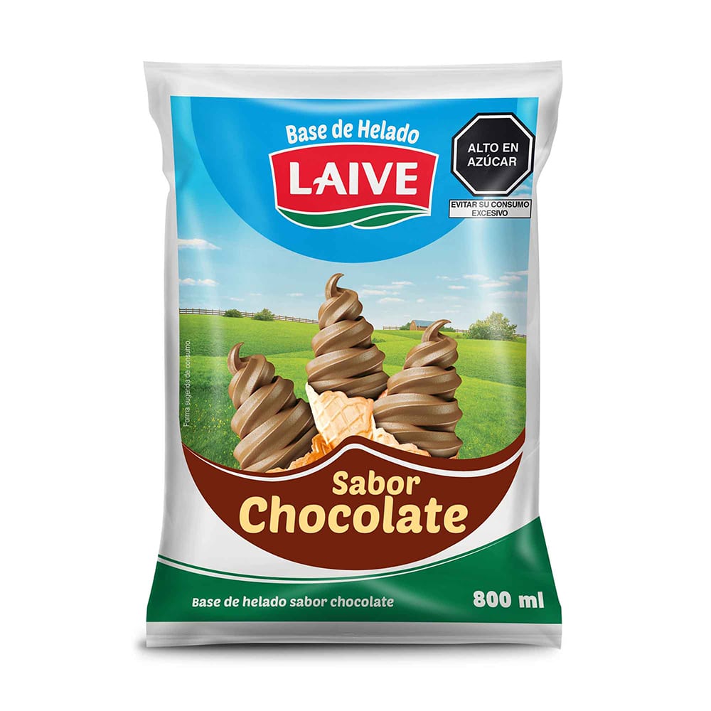 La Base de Helado Laive Chocolate viene en bolsas de 800 ML